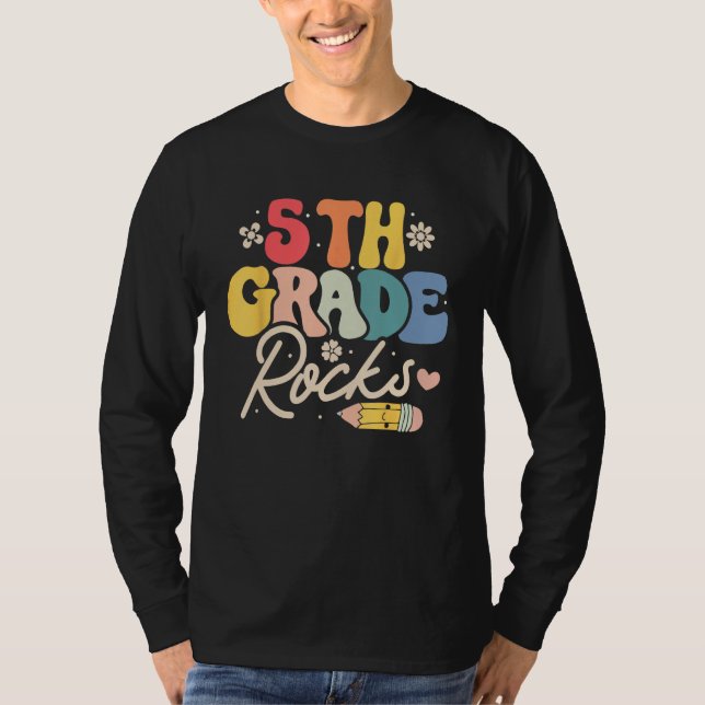 Camiseta 5th Fifth Grade Rocks  Back to School Teacher Stud (Anverso)