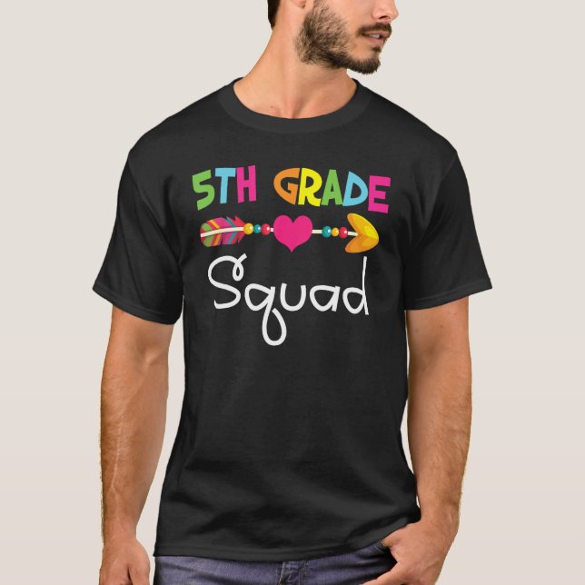Camiseta 5th Fifth Grade Squad Back To School Teacher Stude (Anverso)