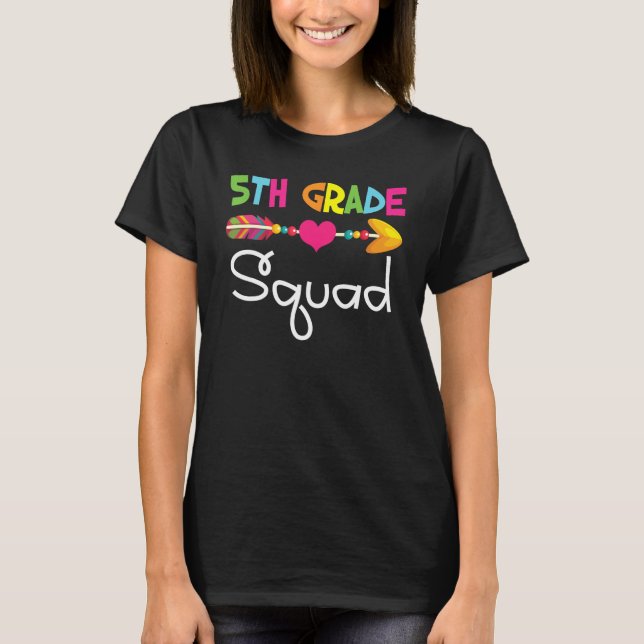 Camiseta 5th Fifth Grade Squad Back To School Teacher Stude (Anverso)
