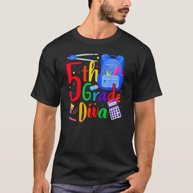 Camiseta 5th Grade Fifth Grader Rocks Back To School Diva (Anverso)
