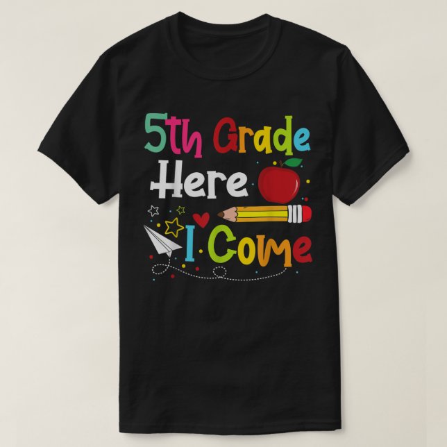 Camiseta 5th Grade Here I Come Teacher Back To School Boys  (Diseño del anverso)