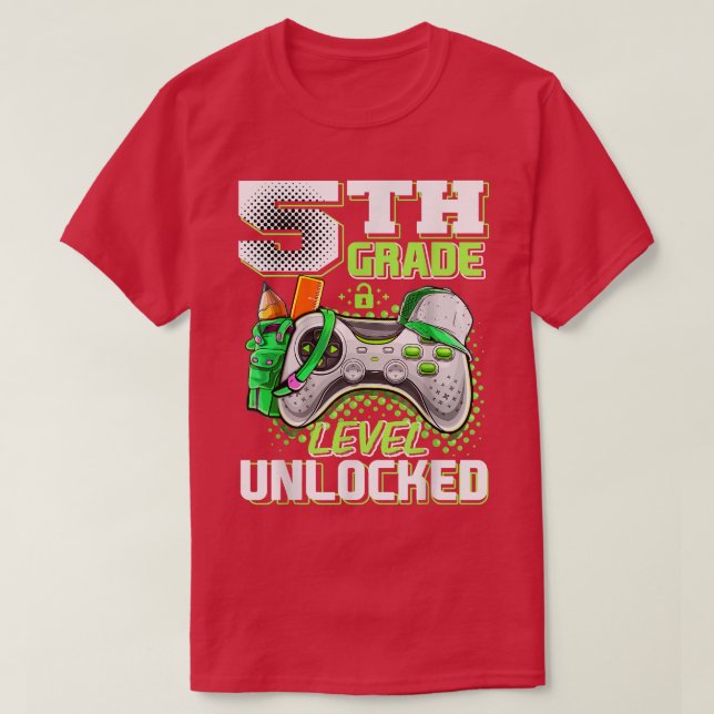 Camiseta 5th Grade Level Unlocked Funny Back To School Vide (Diseño del anverso)