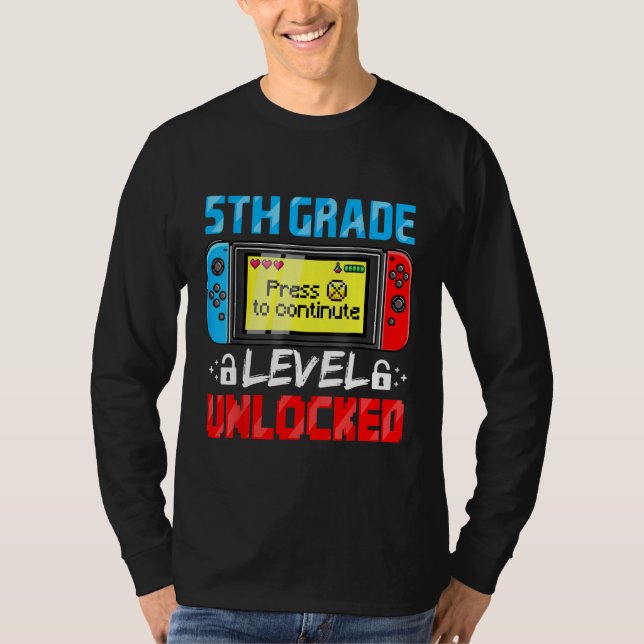 Camiseta 5th Grade Level Unlocked Gamer First Day Of School (Anverso)