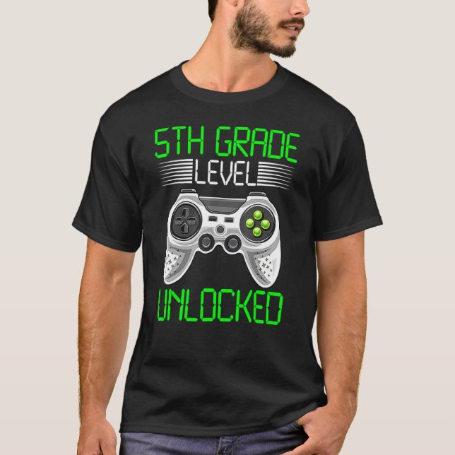 Camiseta 5th Grade Level Unlocked Video Game Back To School (Anverso)