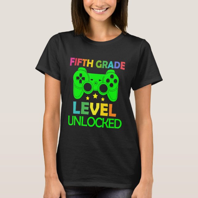 Camiseta 5th Grade Level Unlocked Video Game Back To School (Anverso)