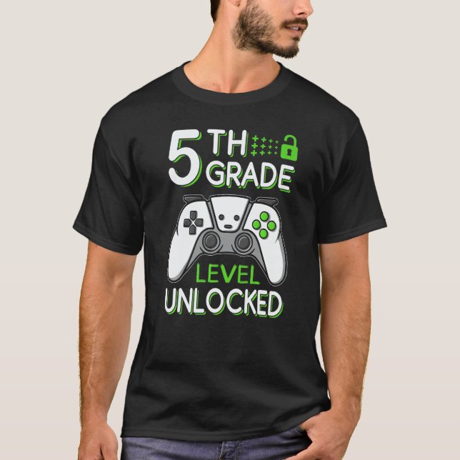 Camiseta 5th Grade Level Unlocked VideoGame Gamer Back to S (Anverso)