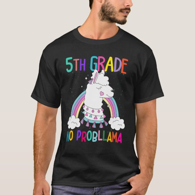 Camiseta 5th Grade No Prob Llama First Day Of School Teache (Anverso)