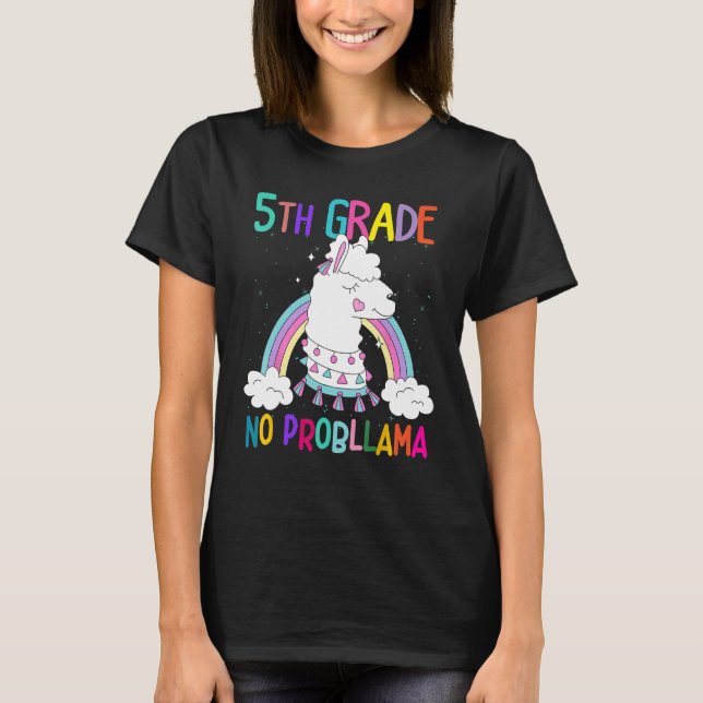 Camiseta 5th Grade No Prob Llama First Day Of School Teache (Anverso)