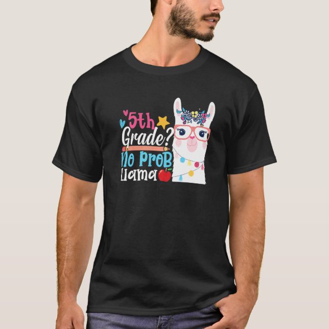 Camiseta 5th Grade No Prob Llama First Day Of School Teache (Anverso)