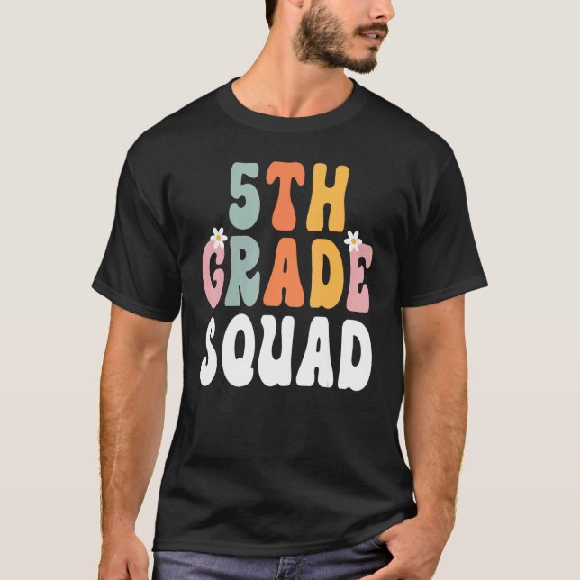 Camiseta 5th Grade Squad Retro Groovy Teacher Happy 1st Day (Anverso)