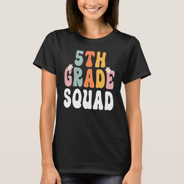 Camiseta 5th Grade Squad Retro Groovy Teacher Happy 1st Day (Anverso)