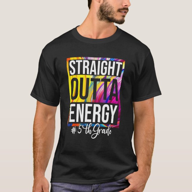 Camiseta 5th Grade Teacher Straight Outta Energy Groovy Tie (Anverso)