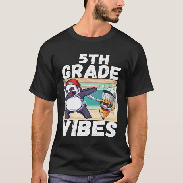 Camiseta 5th Grade Vibes Dabbing Panda Back to School Kids  (Anverso)