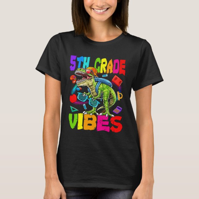 Camiseta 5th Grade Vibes Dinosaur Back To School (Anverso)