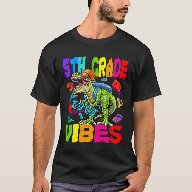 Camiseta 5th Grade Vibes Dinosaur Back To School (Anverso)
