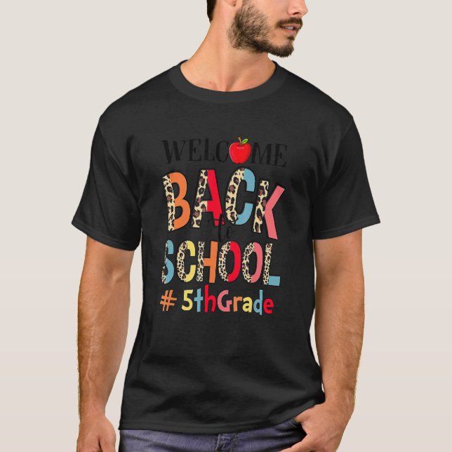 Camiseta 5th Grade Welcome Back To School Leopard Boys Girl (Anverso)