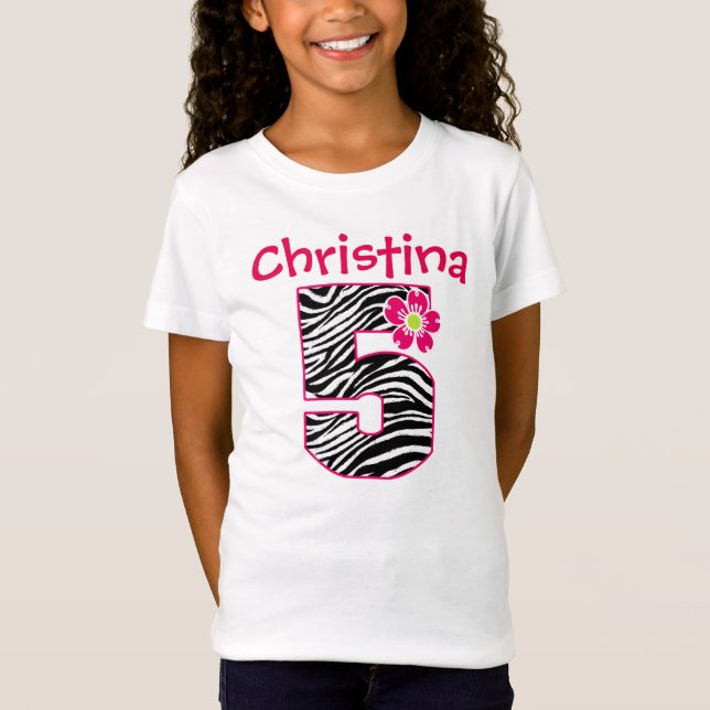 Camiseta 5to Cebra de las rosas fuertes y del negro del (Anverso)