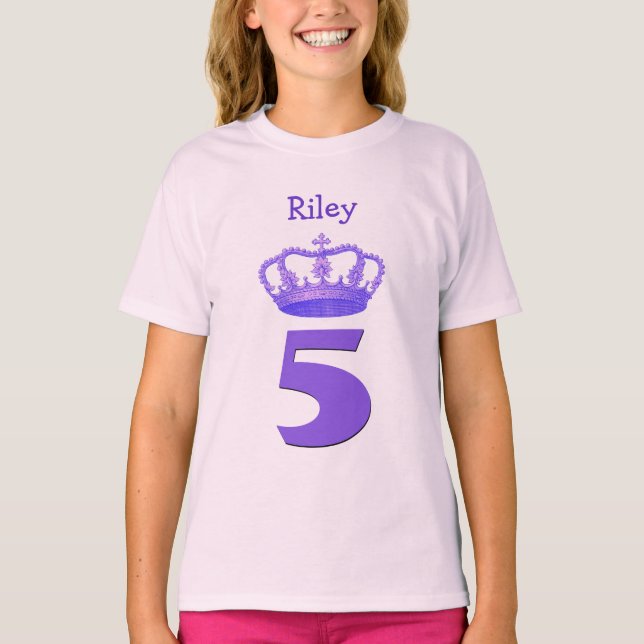 Camiseta 5to Corona del cumpleaños y chica conocido de (Anverso)