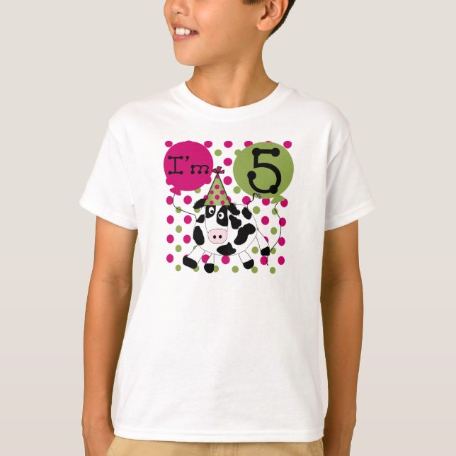 Camiseta 5to cumpleaños de la vaca rosada (Anverso)