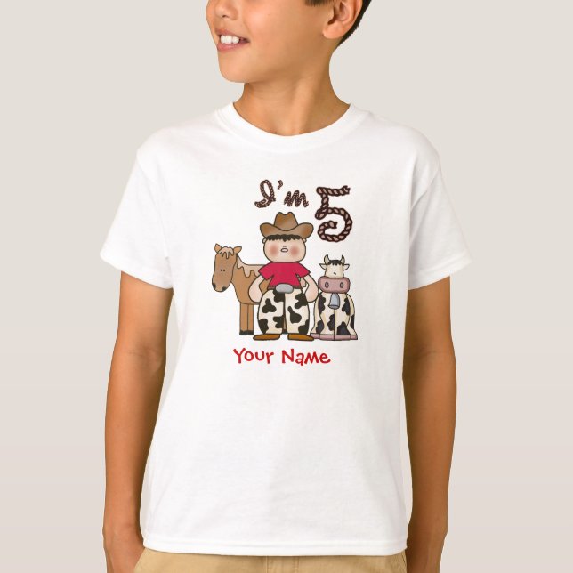 Camiseta 5to cumpleaños del vaquero (Anverso)