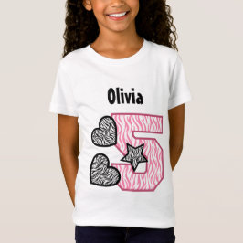 Camiseta 5to La cebra del cumpleaños raya V02B de cinco