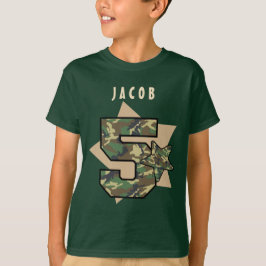 Camiseta 5to Nombre de encargo de Camo del muchacho del