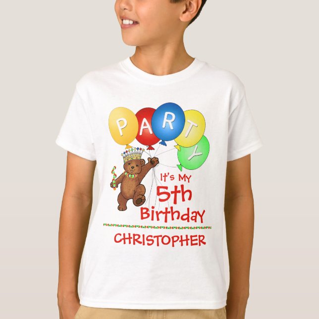 Camiseta 5to personalizado de la fiesta de cumpleaños del (Anverso)