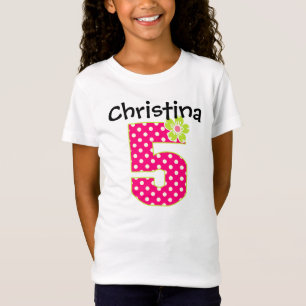 Camiseta 5to Puntos de las rosas fuertes y del verde del