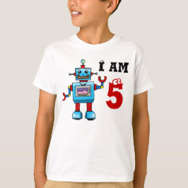 Camiseta 5to regalo del muchacho del cumpleaños - robot