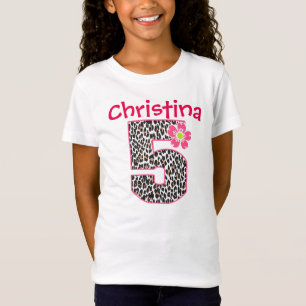 Camiseta 5to Rosas fuertes y estampado leopardo del chica