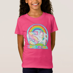 Camiseta 5to Unicornio del arco iris del cumpleaños - chic