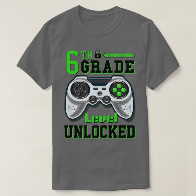 Camiseta 6º grado desbloqueado de vuelta al videojuego esco (Diseño del anverso)