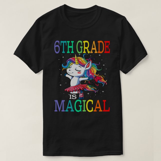 Camiseta 6º GRADO Unicornio de vuelta a la escuela preescol (Diseño del anverso)