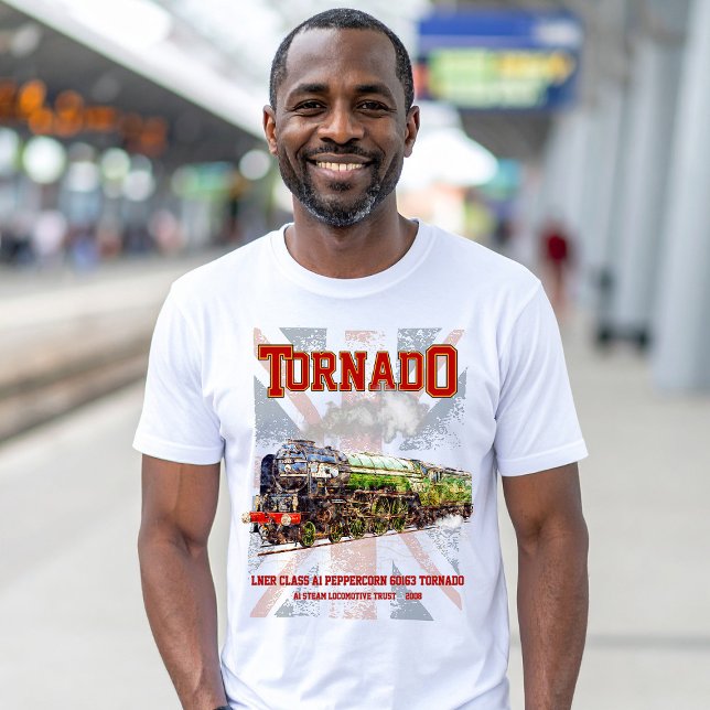 Camiseta 60163 Tornado Vintage Steam Train Locomotive (Tornado Vintage Steam Train English Locomotive. Mens Basic T-Shirt)