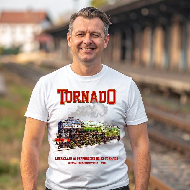Camiseta 60163 Tornado Vintage Steam Train Locomotive (Tornado Vintage Steam Train English Locomotive. Mens Basic T-Shirt)