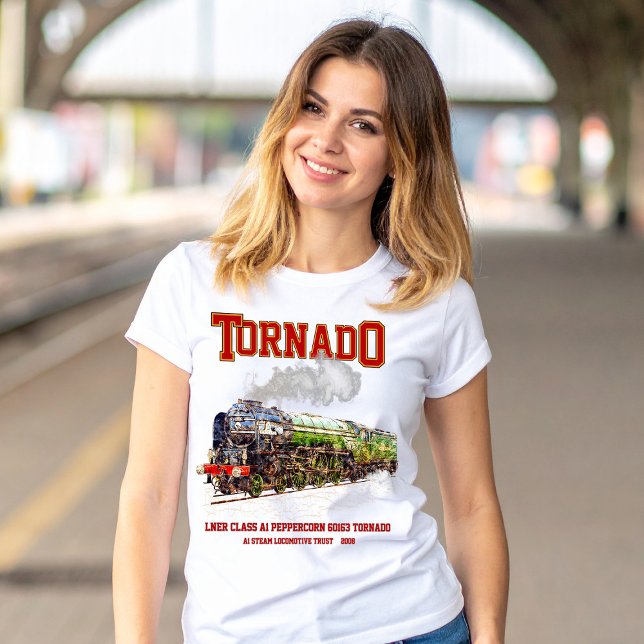 Camiseta 60163 Tornado Vintage Steam Train Locomotive (Tornado Vintage Steam Train English Locomotive. Womens Basic T-Shirt)