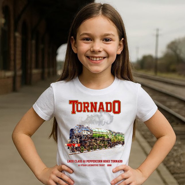 Camiseta 60163 Tornado Vintage Steam Train Locomotive (Tornado Vintage Steam Train English Locomotive. Girl Basic T-Shirt)