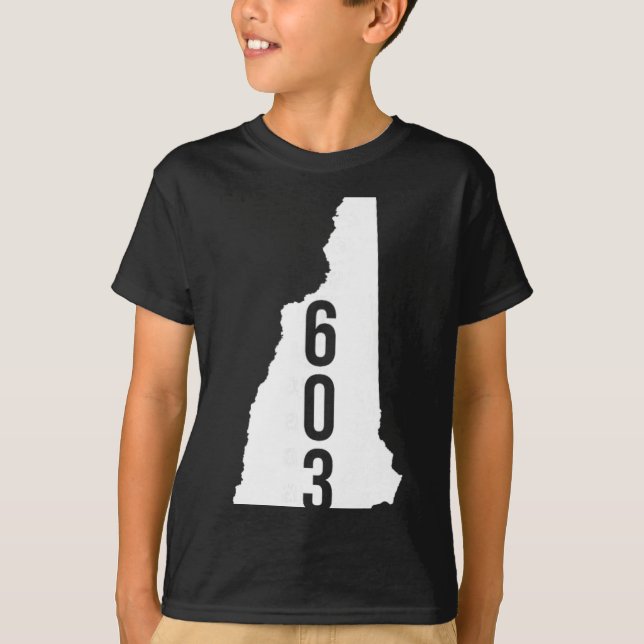 Camiseta 603 Nh New Hampshire Area Code State Map Tee  (Anverso)