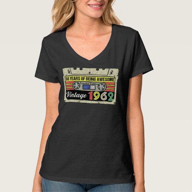 Camiseta 60.ª Cinta De Cassette De Cumpleaños 60.º Año De A (Anverso)