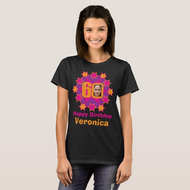 Camiseta 60.ª fama de cumpleaños estrella rosa (Anverso completo)