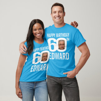 Camiseta 60.ª plantilla de foto de nombre personalizado de 
