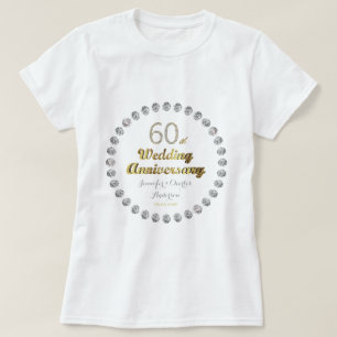 Camiseta 60.ª tipografía de oro del Boda de diamantes