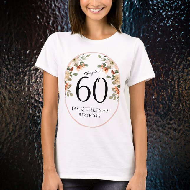 Camiseta 60.ª Vintage Floral (Our elegant 60th Birthday Vintage Floral t-shirts from Zazzle can transform your party's atmosphere)