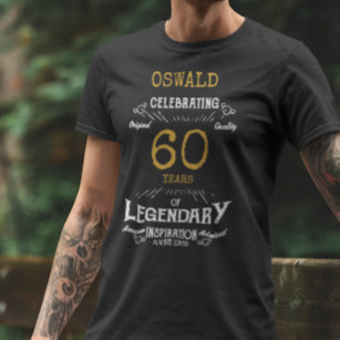 Camiseta 60.º cumpleaños de los hombres de oro blanco negro