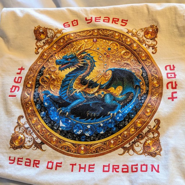Camiseta 60.º cumpleaños del Dragon Guay Ornate Gold (1964 milestone sixty birthday guest of honor shirt with Chinese year of the dragon  illustration.)