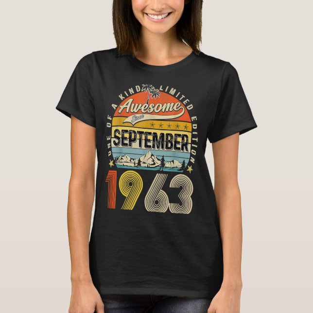 Camiseta 60.º cumpleaños increíble desde septiembre de 1963 (Anverso)
