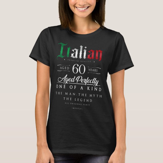 Camiseta 60.º Cumpleaños Italiano Edad 60 Años Nacida En El (Anverso)