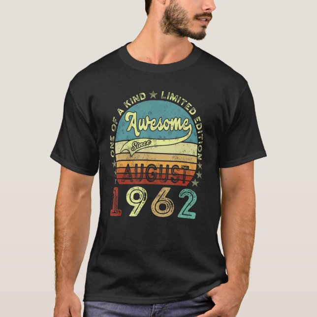 Camiseta 60.º regalo de cumpleaños increíble desde agosto d (Anverso)