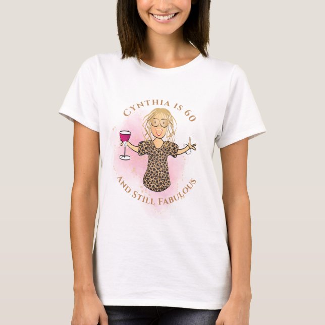 Camiseta 60 and Fabulous Female Cartoon Fun 60th Birthday  (Anverso)