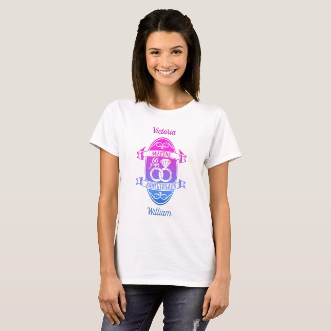 Camiseta 60 aniversario del 60º boda de diamantes tradicion (Anverso completo)